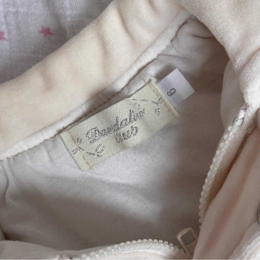 ⭒ 6M VTG Cream Chunky Jacket Embroidered Bear Pockets Collar Velour ⭒ - Picture 10 of 13
